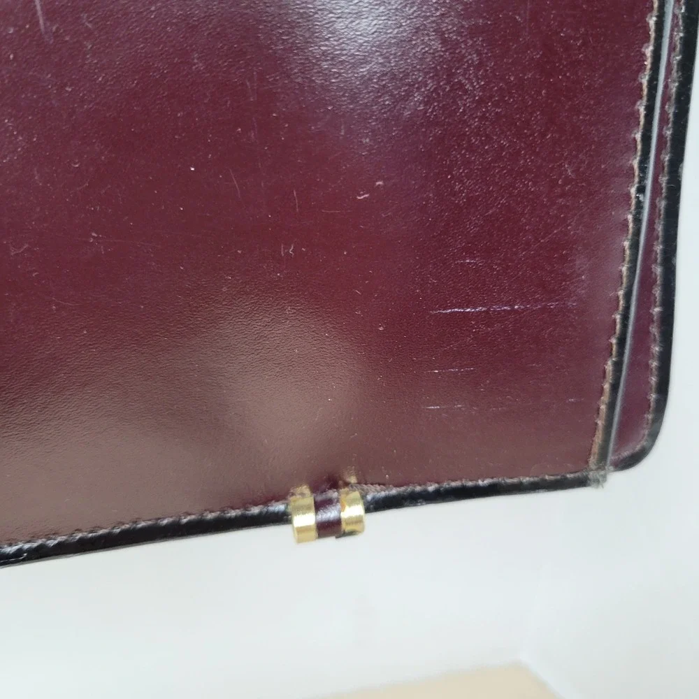 Vintage Mallard Classic Burgundy Leather Portfolio Attache Bag Top Handle Strap